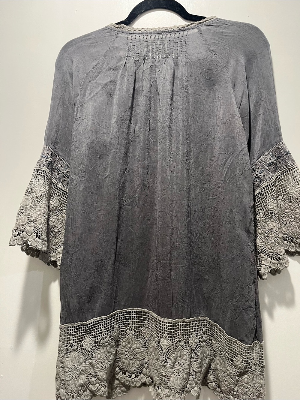 Johnny Was Gray Crochet-Trim Embroidered Tunic - Picture 3 of 5